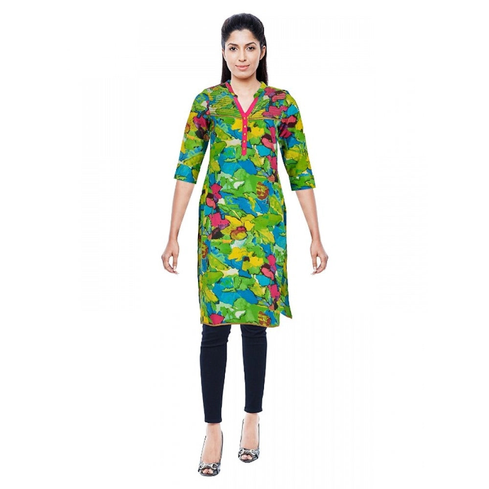 Generic Women's Cotton Kurtis (Green, L)