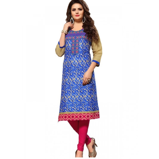 Generic Women's Cotton Kurtis (Blue, Multi, XL)