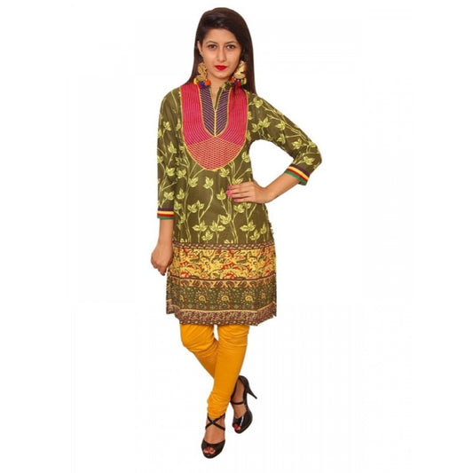 Generic Women's Cotton Kurtis (Green, XL)