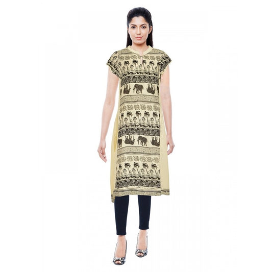 Generic Women's Rayon Kurtis (Beige, L)