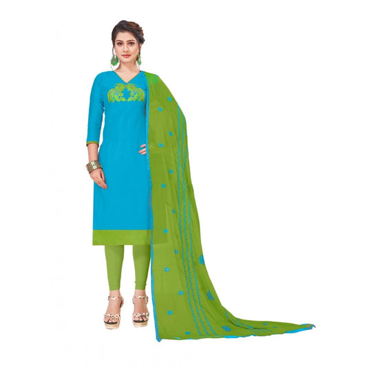 Generic Women's Modal Silk Unstitched Salwar-Suit Material With Dupatta (Sky Blue, 2-2.5mtrs)