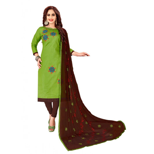 Generic Women's Glaze Cotton Unstitched Salwar-Suit Material With Dupatta (Green, 2-2.5mtrs)