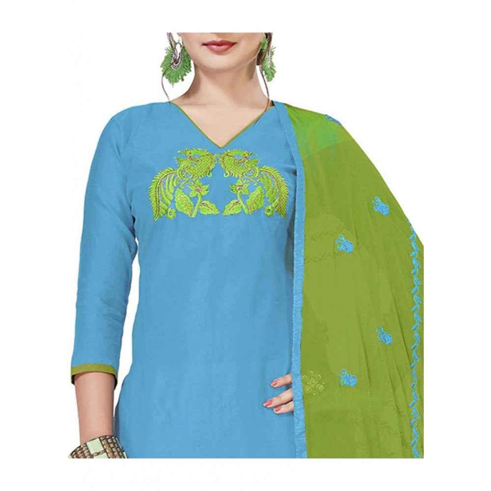 Generic Women's Modal Silk Unstitched Salwar-Suit Material With Dupatta (Sky Blue, 2 Mtr)