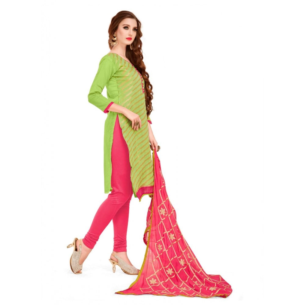 Generic Women's Banarasi Jacquard Unstitched Salwar-Suit Material With Dupatta (Green, 2 Mtr)