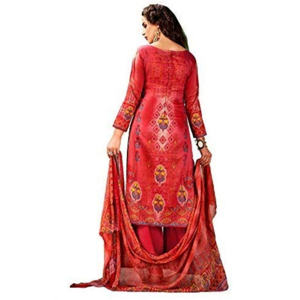 Generic Women's Cotton Unstitched Salwar-Suit Material With Dupatta (Light Red, 2.5 Mtr)