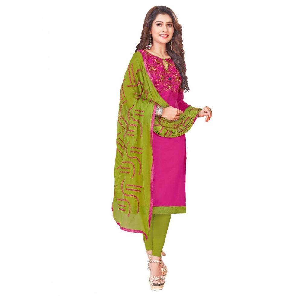 Generic Women's Glaze Cotton Unstitched Salwar-Suit Material With Dupatta (Pink, 2 Mtr)