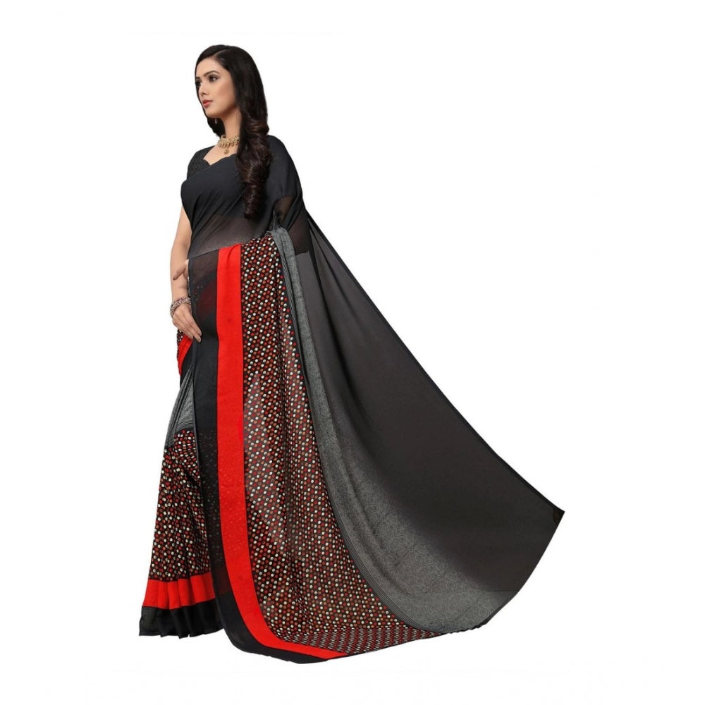 Shopper Beast Women's Georgette Saree(Black,5-6 Mtrs)