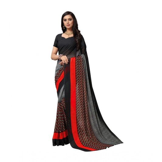 Shopper Beast Women's Georgette Saree(Black,5-6 Mtrs)