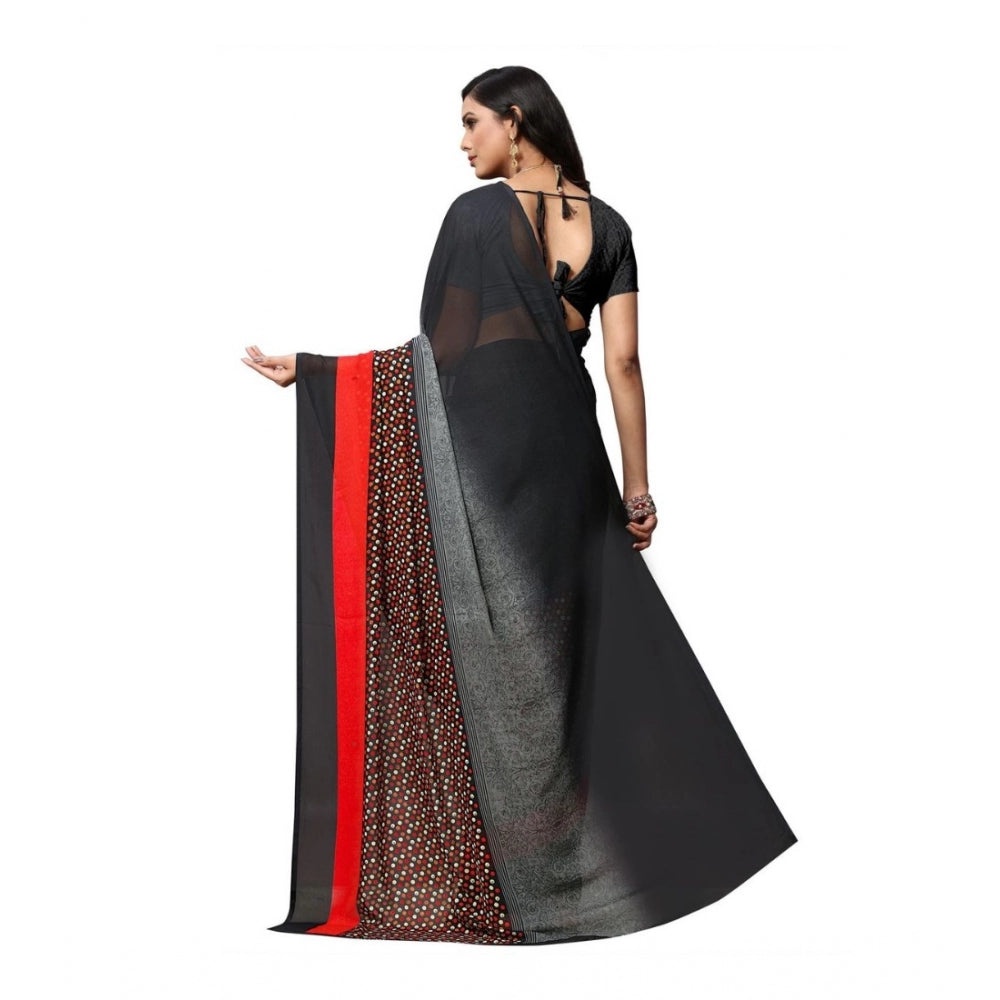 Shopper Beast Women's Georgette Saree(Black,5-6 Mtrs)