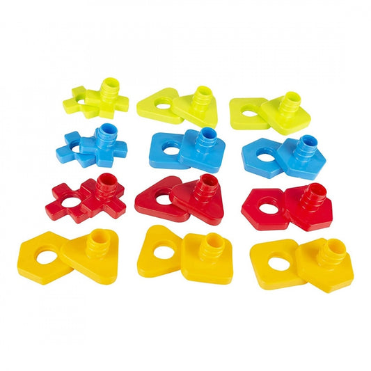 24 Pcs_ Set Of Multi Color Nut And Bolt Blocks (Color: Assorted)