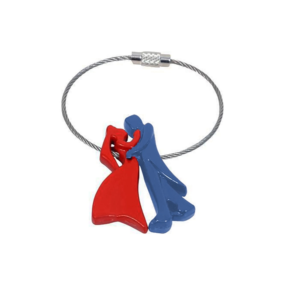 Generic Dancing Prince and Princess Couple Plastic Keychain-Red and Blue (Color: Assorted)