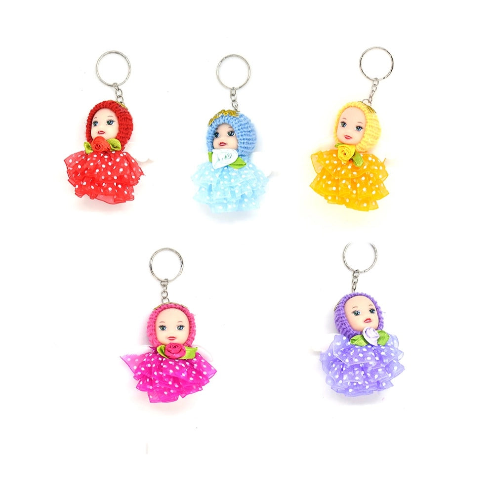 Pack of 5_Generic Doll Girl Keychain (Color: Assorted)