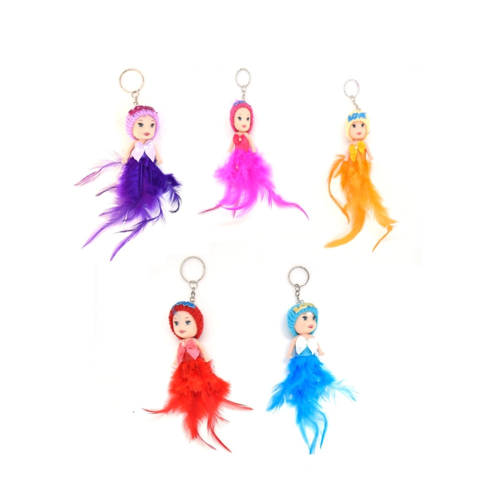 Pack of 5_Generic Feather Doll Keychain (Color: Assorted)