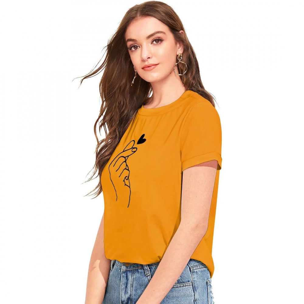 Generic Women's Cotton Western Wear T Shirt (Yellow)