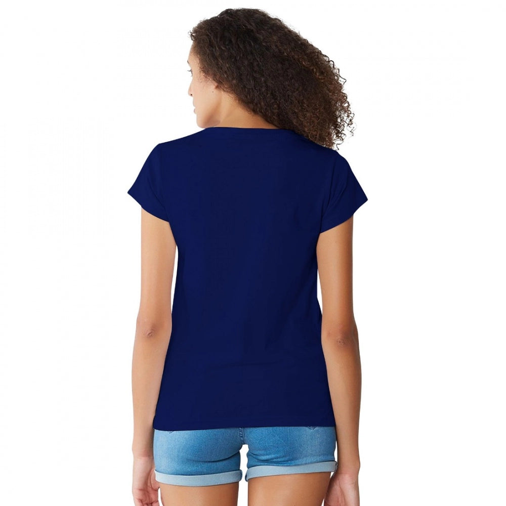 Generic Women's Cotton Western Wear T Shirt (Blue)