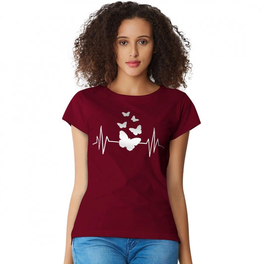 Generic Women's Cotton Western Wear T Shirt (Maroon)