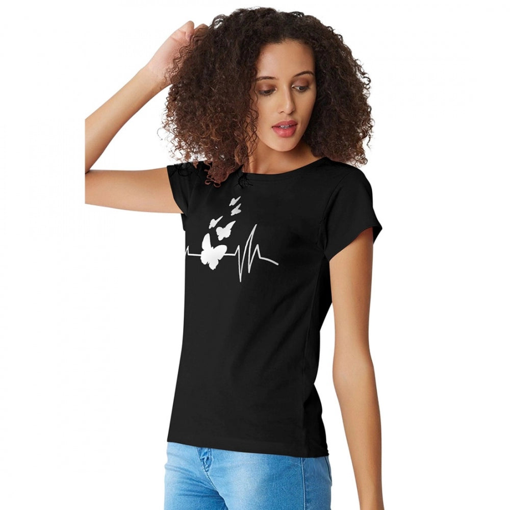 Generic Women's Cotton Western Wear T Shirt (Black)