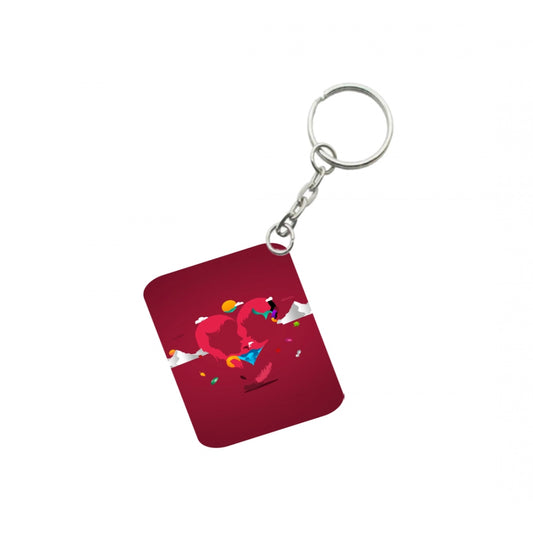 Generic Pack Of 3_ True Love One Side Printed Rectangle Designer Keychain (Red)