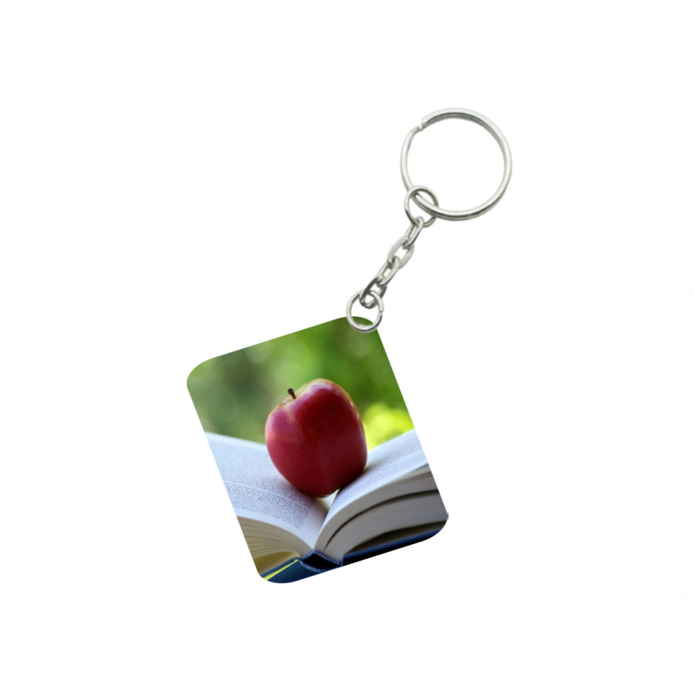 Generic Pack Of 3_ Apple One Side Printed Rectangle Designer Keychain (Red)