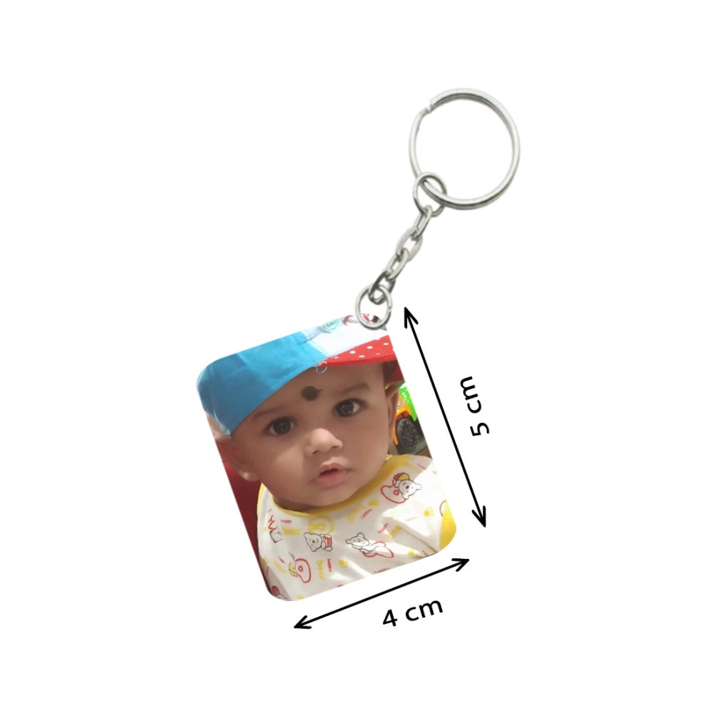 Generic Pack Of 3_ Baby With Cap One Side Printed Rectangle Designer Keychain (Yellow)