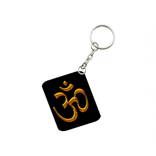 Generic Pack Of 3_ Om Symbol One Side Printed Rectangle Designer Keychain (Black)