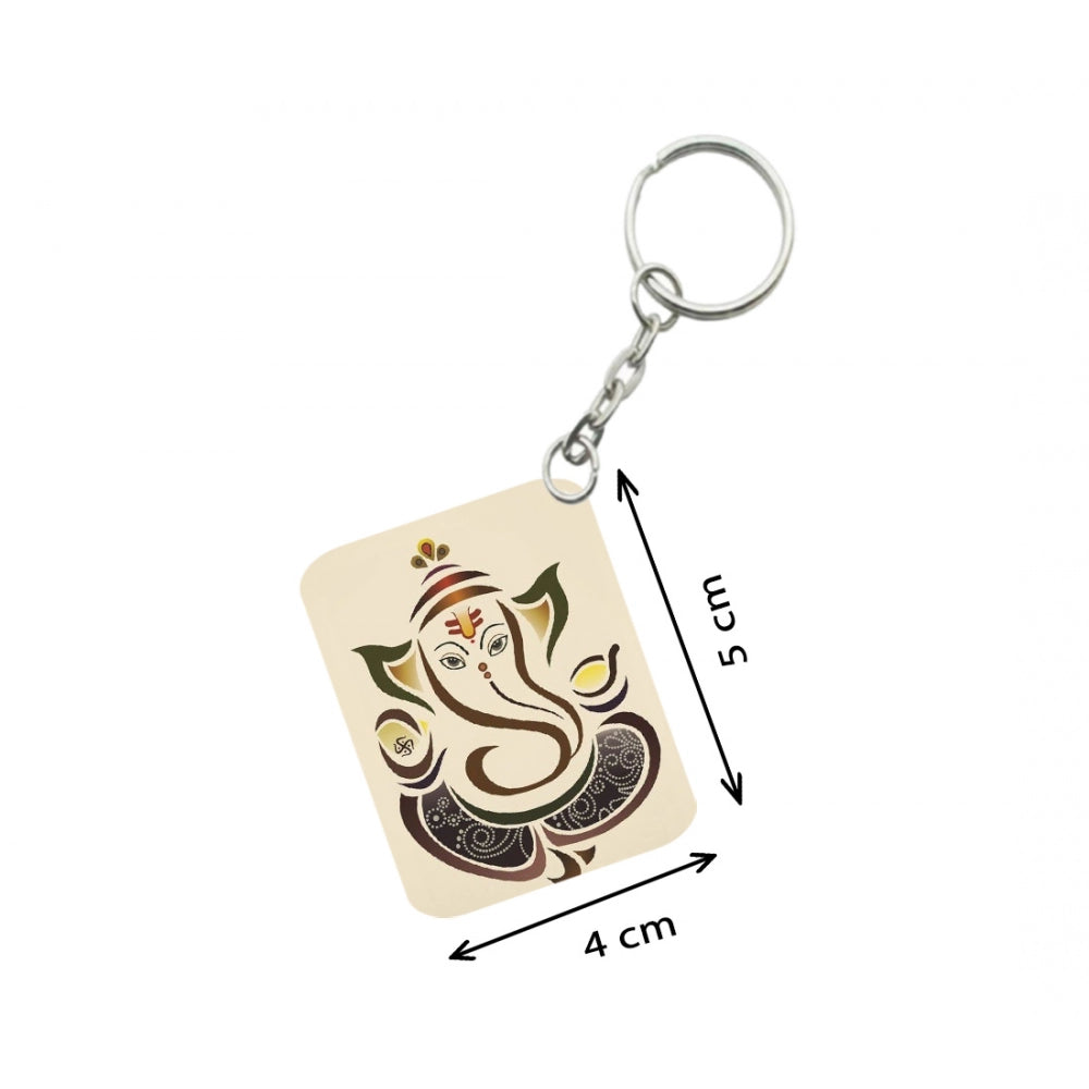 Generic Pack Of 3_ Ganesha One Side Printed Rectangle Designer Keychain (Sandal)