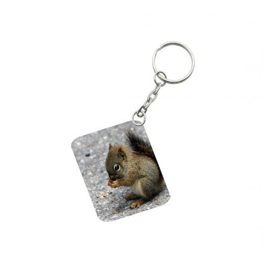 Generic Pack Of 3_ Squirrel One Side Printed Rectangle Designer Keychain (Brown)