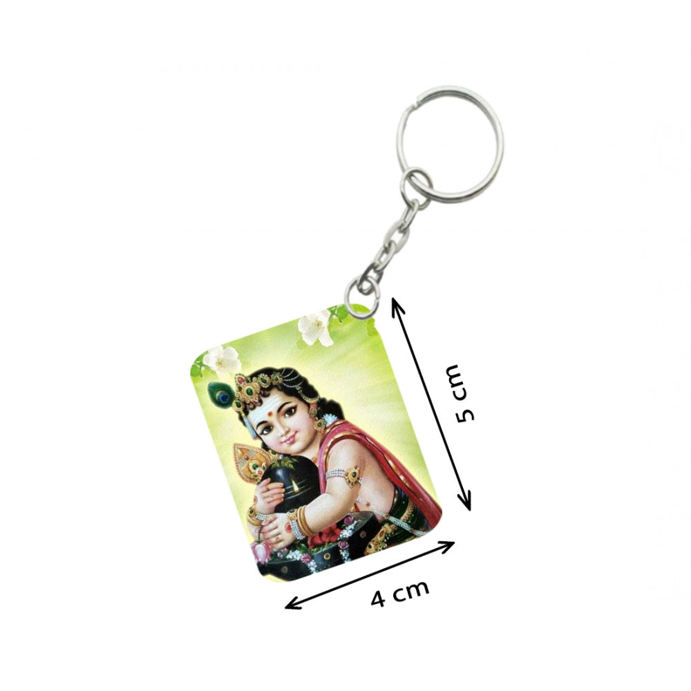 Generic Pack Of 3_ Bala Murugan Lingam One Side Printed Rectangle Designer Keychain (Green)