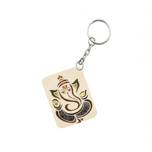 Generic Pack Of 3_ Ganesha One Side Printed Rectangle Designer Keychain (Sandal)