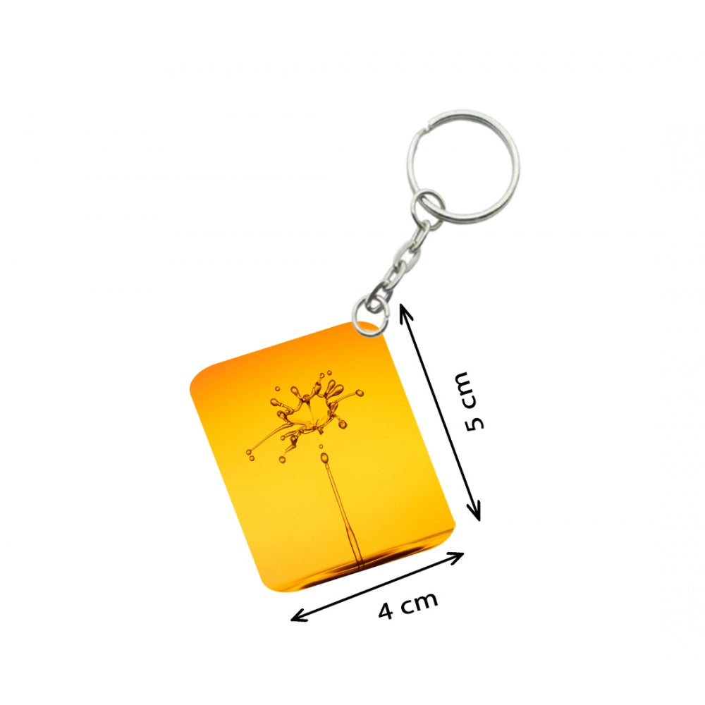 Generic Pack Of 3_ Water Drop One Side Printed Rectangle Designer Keychain (Orange)