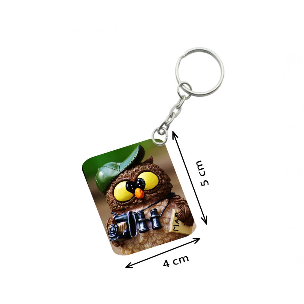 Generic Pack Of 3_ Guide Owl One Side Printed Rectangle Designer Keychain (Multi Color)