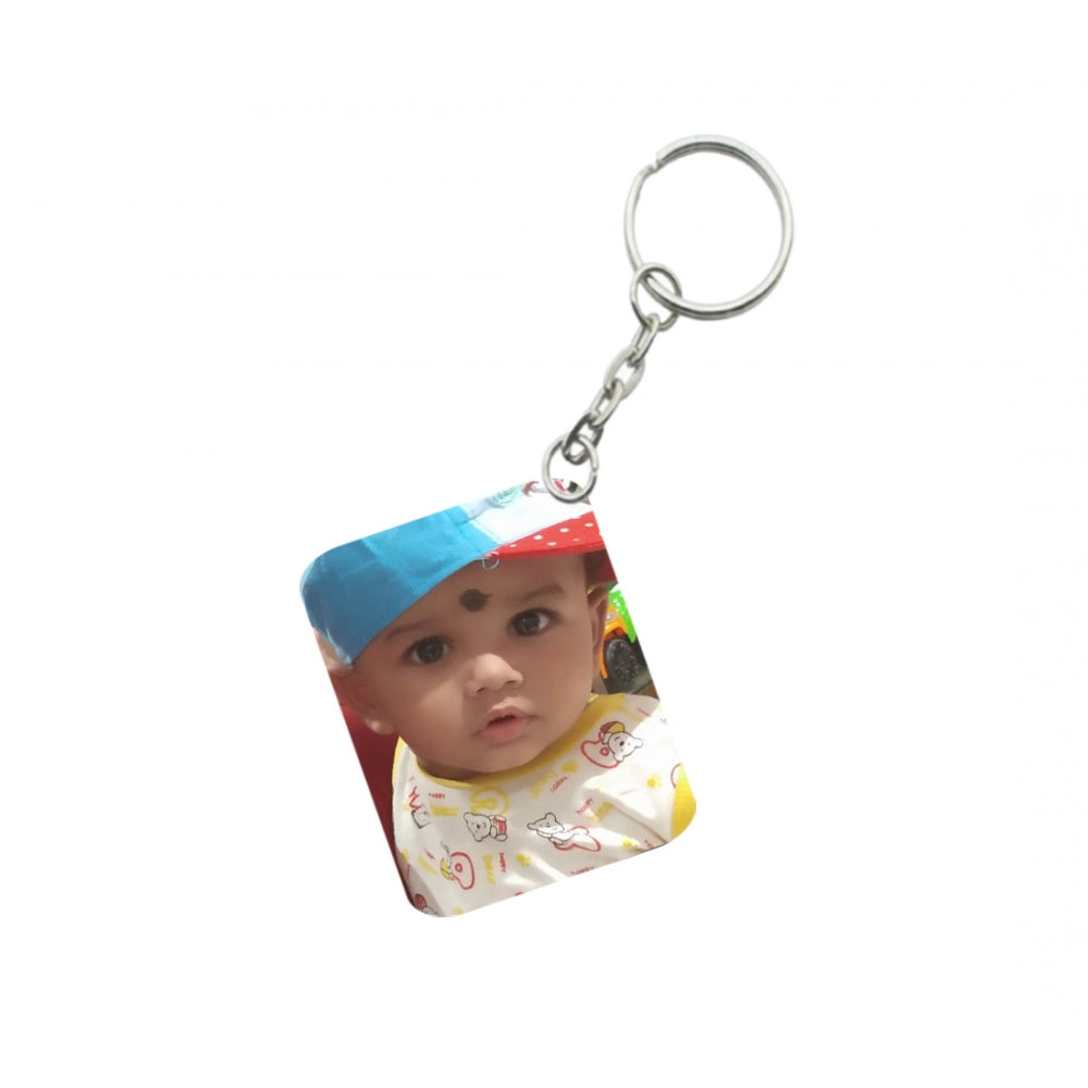 Generic Pack Of 3_ Baby With Cap One Side Printed Rectangle Designer Keychain (Yellow)