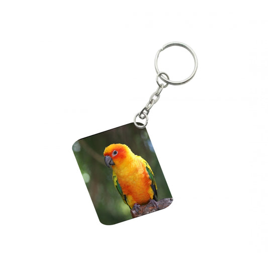 Generic Pack Of 3_ Parrot One Side Printed Rectangle Designer Keychain (Orange)