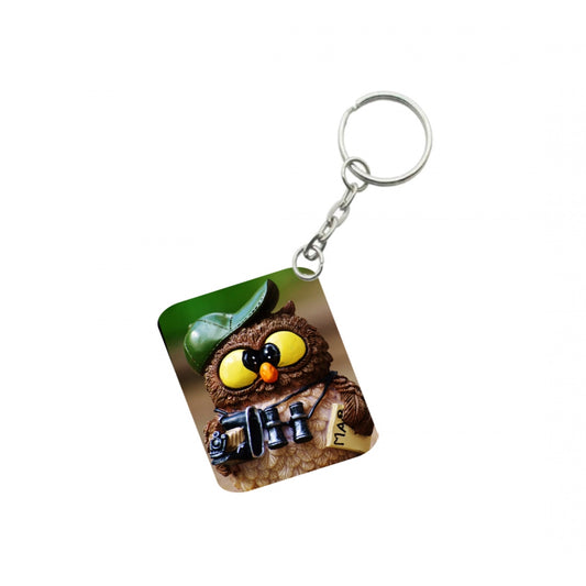 Generic Pack Of 3_ Guide Owl One Side Printed Rectangle Designer Keychain (Multi Color)