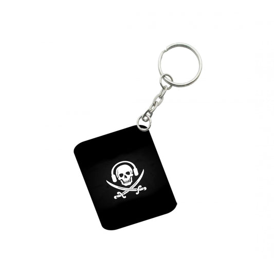 Generic Pack Of 3_ Skull Symbols One Side Printed Rectangle Designer Keychain (Black)