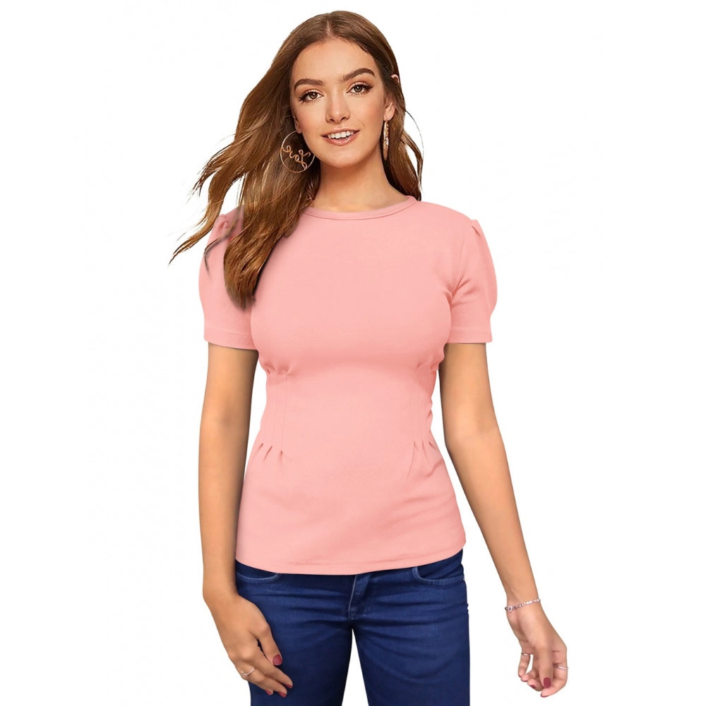 Generic Women's Western Wear Hosiery T Shirts (Peach)