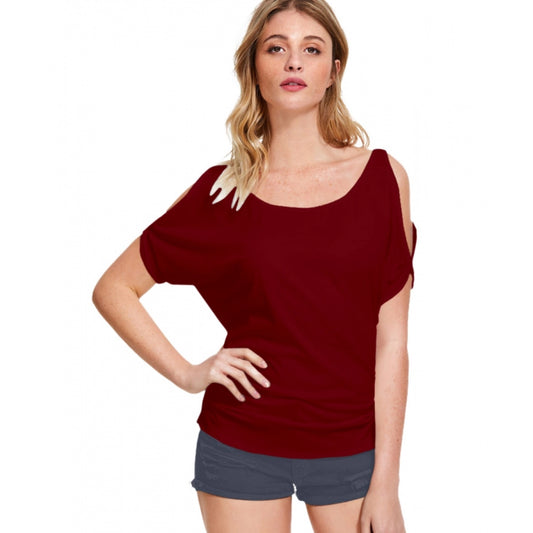 Generic Women's Western Wear Hosiery T Shirts (Maroon)