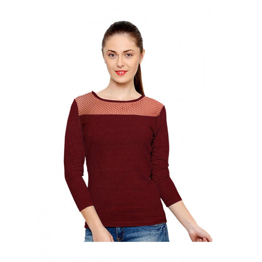 Generic Women's Western Wear Hosiery T Shirts (Maroon)