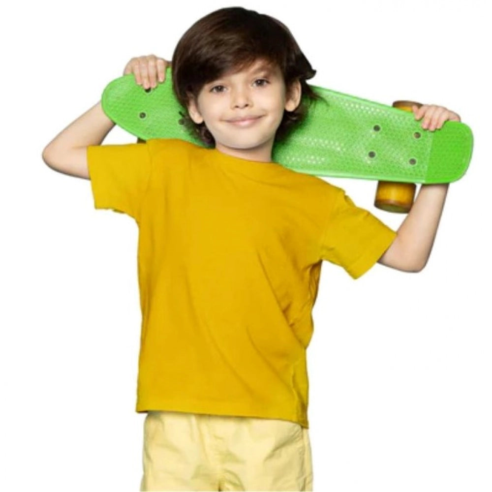 Generic Boys Cotton Plain Half Sleeve TShirt (Yellow)