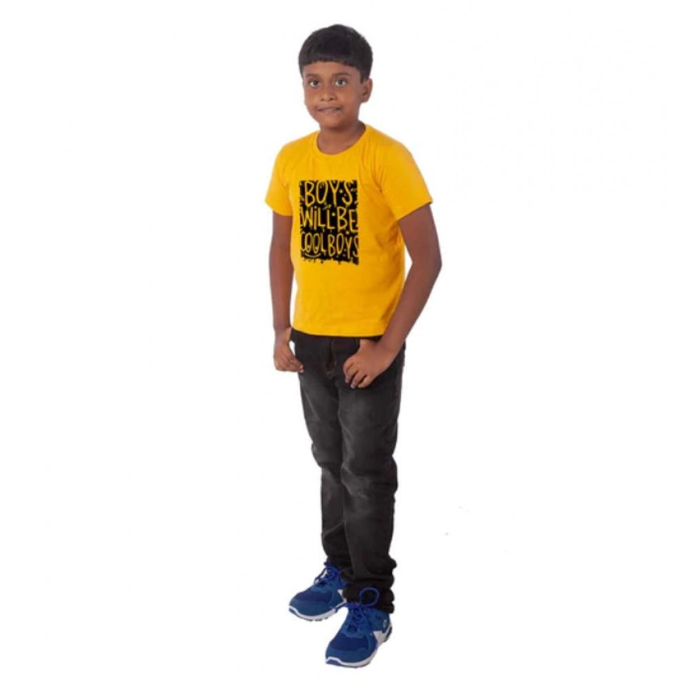 Generic Boys Cotton Will Be Cool Half Sleeve TShirt (Mustard)