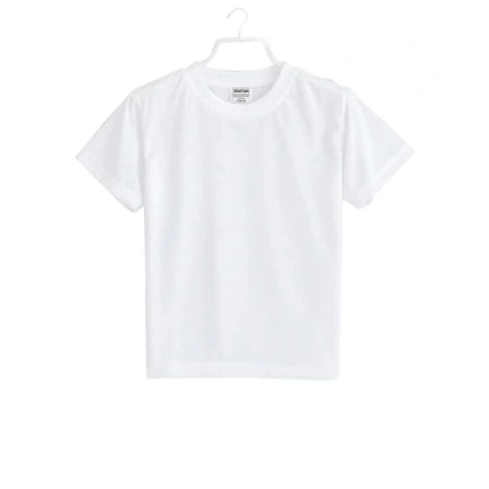 Generic Boys Cotton Plain Half Sleeve TShirt (White)