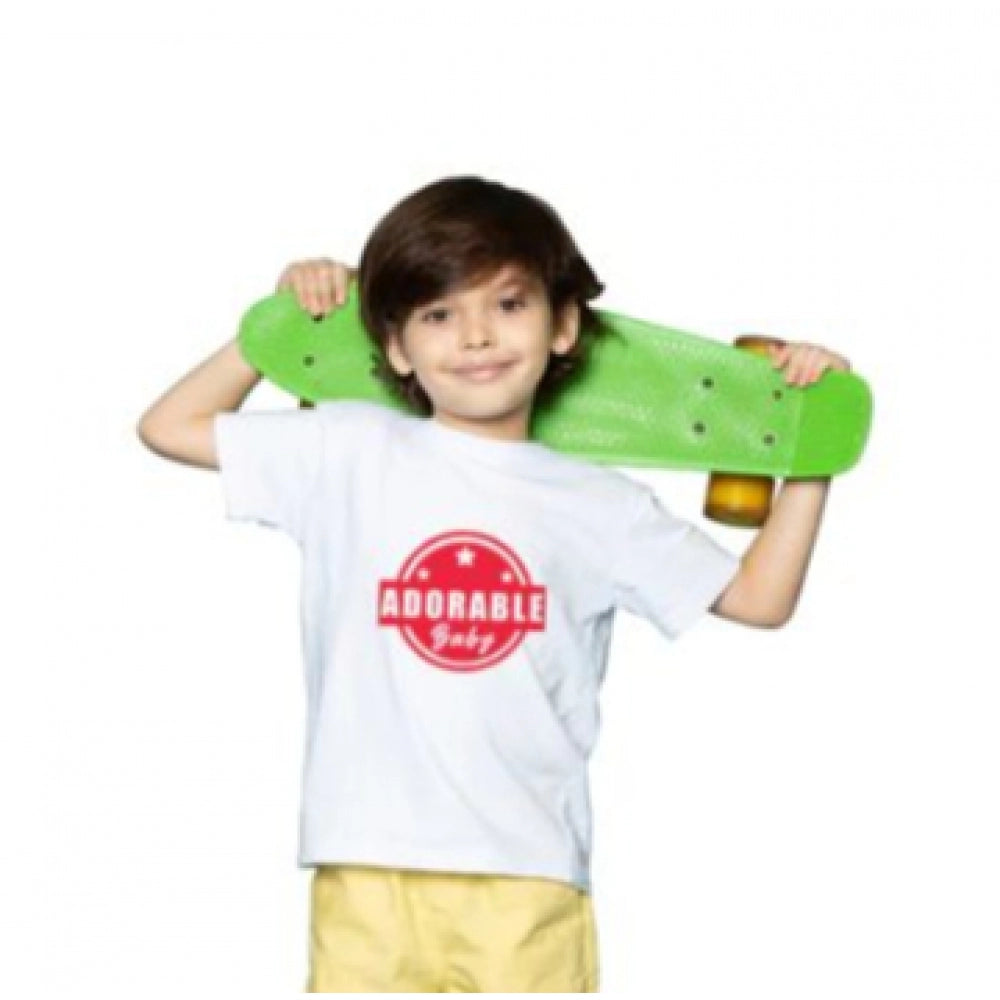 Generic Boys Cotton Adorable Baby Half Sleeve TShirt (White)