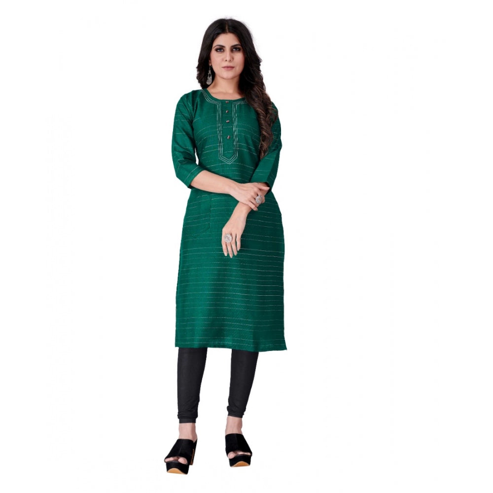 Generic Women's Cotton Mill Printed  Straight Kurti (Green)