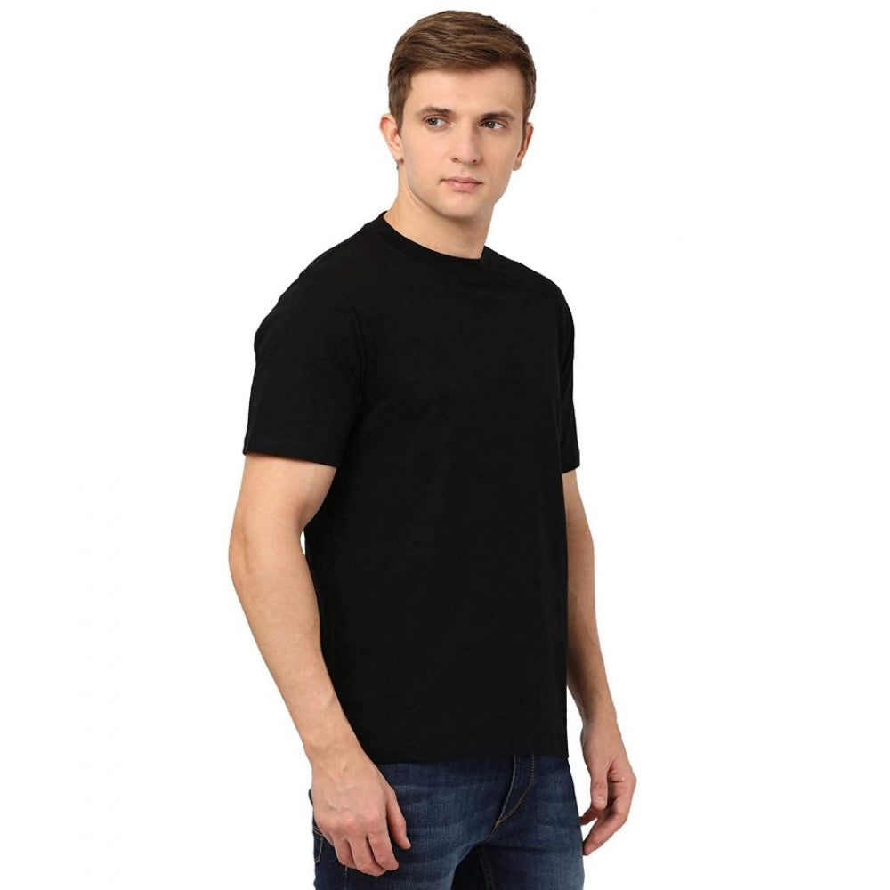 Shopper Beast Men's Half Sleeve Round Neck Polyester T Shirt (Black)