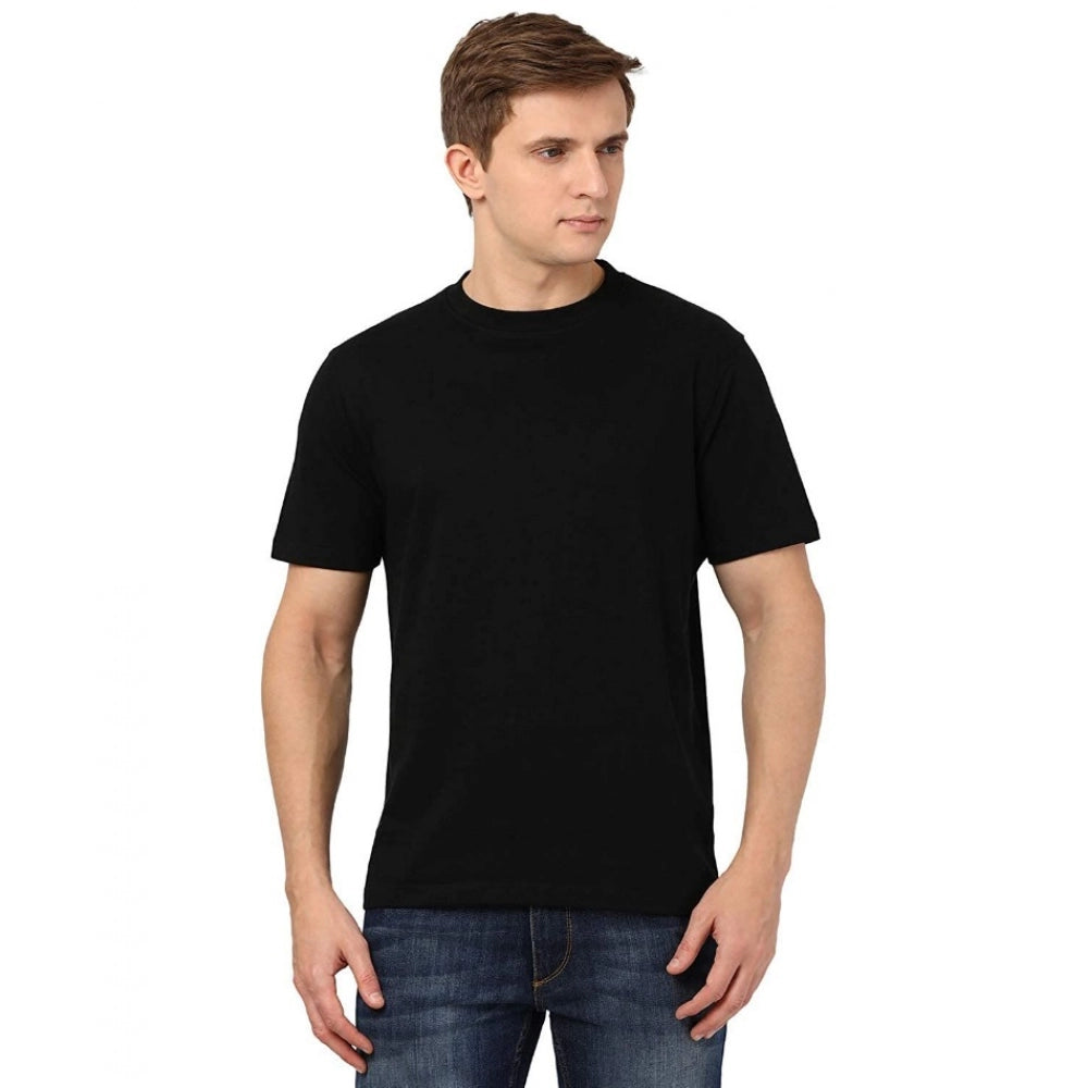 Shopper Beast Men's Half Sleeve Round Neck Polyester T Shirt (Black)