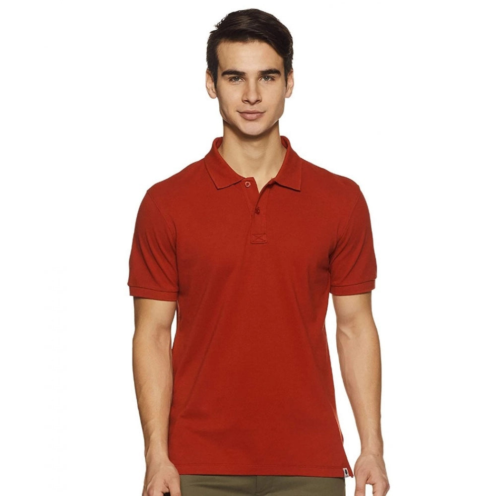 Shopper Beast Men's Half Sleeve Polo Collar Cotton T Shirt (Red)