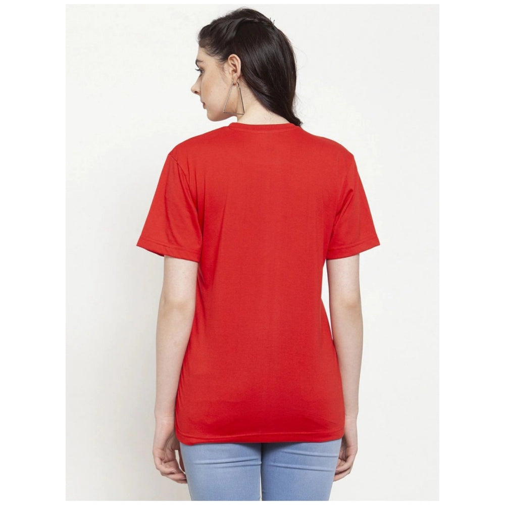 Generic Women's Cotton Blend Hope Printed T-Shirt (Red)