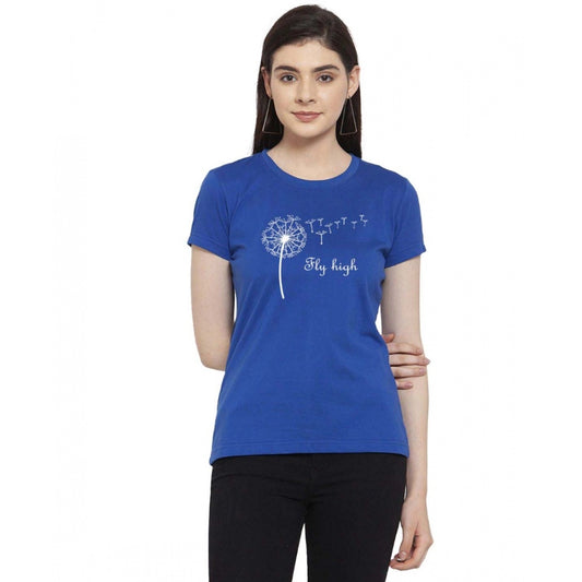 Generic Women's Cotton Blend Fly High Printed T-Shirt (Blue)