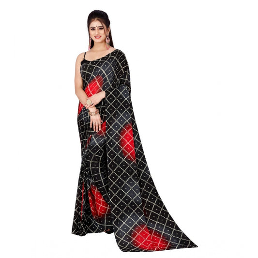 Shopper Beast Women's Poly Georgette Printed Saree Without Blouse (Black)