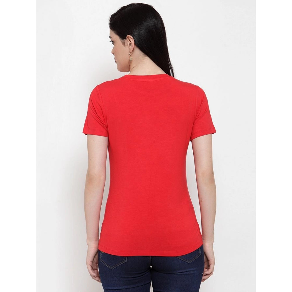 Generic Women's Cotton Blend Hope Printed T-Shirt (Red)